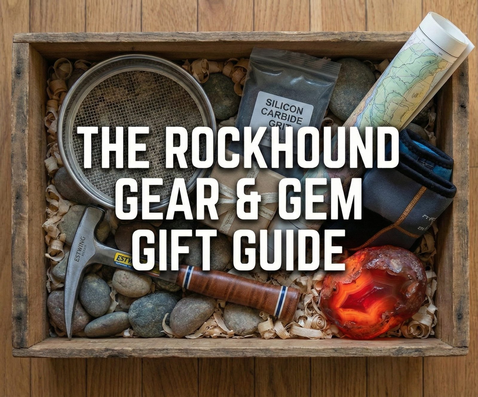 The Rockhound's Gear and Gem Gift Guide: rock pick, classifier sieve, tumbler, grit stages, and Washington carnelian agates as gift ideas for agate hunters.