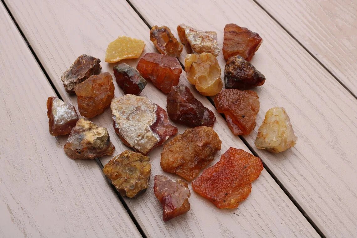 Variety of tumbled carnelian agates ready to sell